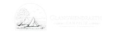 Glangwendraeth Campsite logo featuring a bell tent and countryside illustration